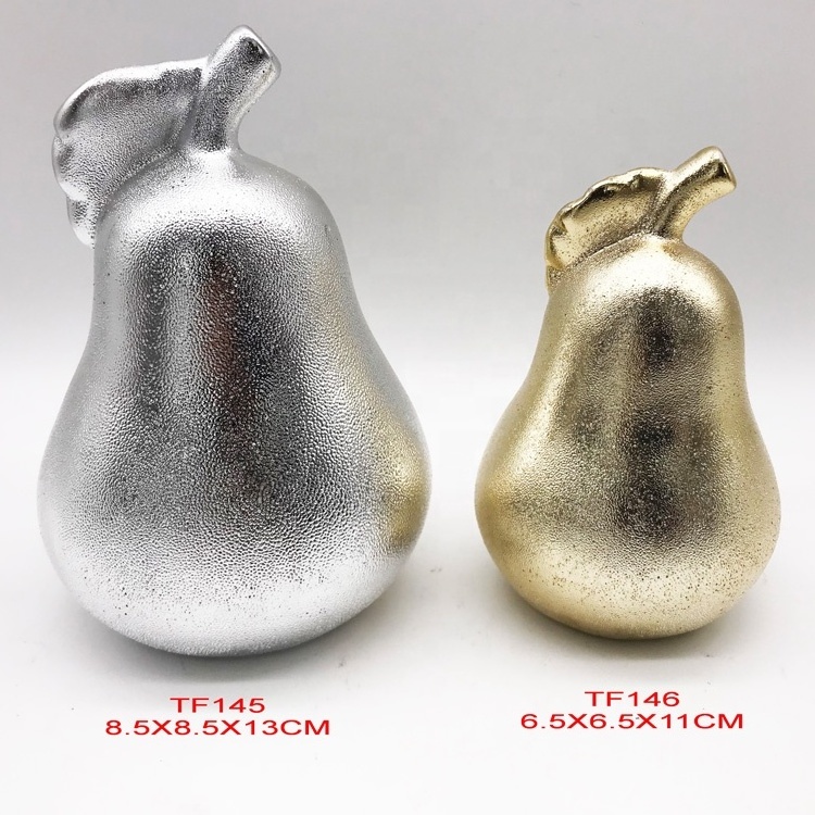 plating  Creative electroplated   trendy home products silver modern pear  decor fruit desktop Minimalist  ceramic Decoration