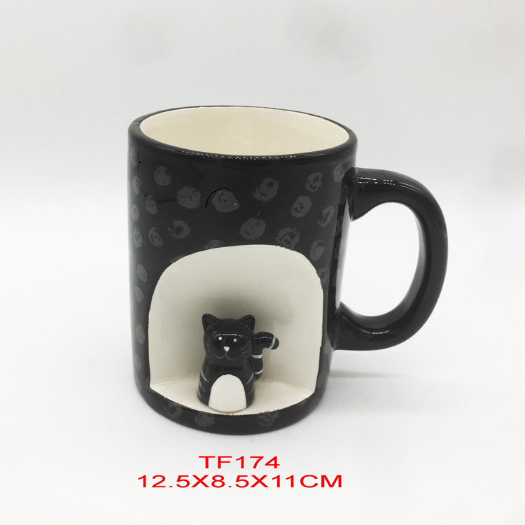 large cat animmal Colorful Custom Print Coffee Mug Ceramic Coffee Cup cat black animal drink water cup milk tea 3D cat Mug