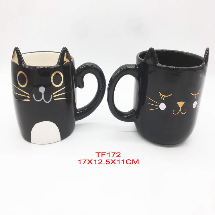 large cat animmal Colorful Custom Print Coffee Mug Ceramic Coffee Cup cat black animal drink water cup milk tea 3D cat Mug