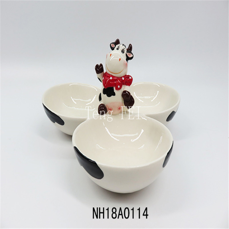 Kitchen Serving Plate Fruits cow animal  Shaped Bowls  porcelain ceramic  Decorative Snack Candy  Nut Dessert Bowl