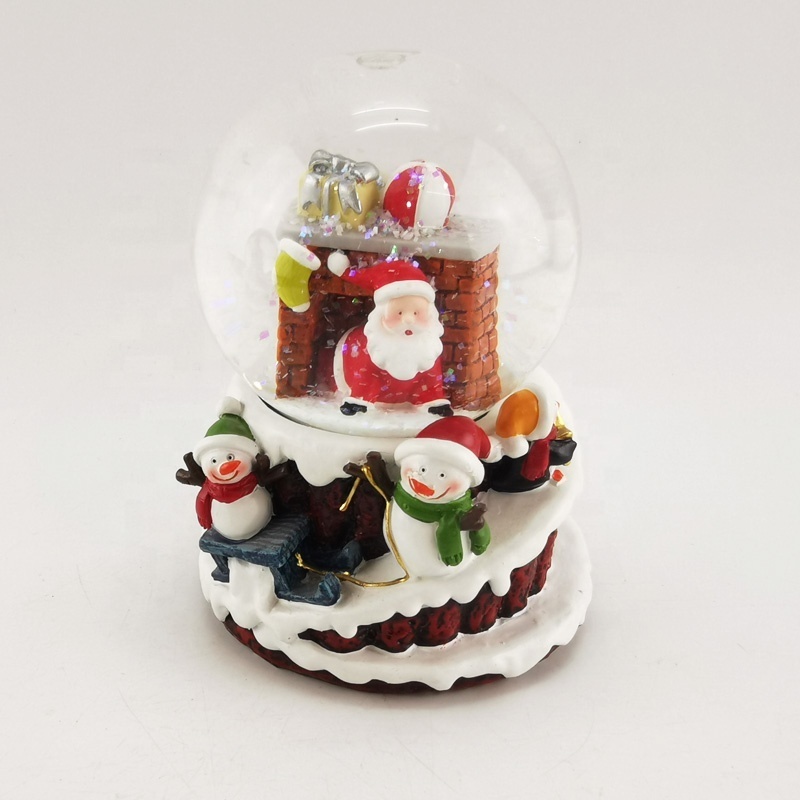 Resin promotional cheap Santa Claus  glass snow globe kit resin tourist souvenir water ball home decor crystal water globe