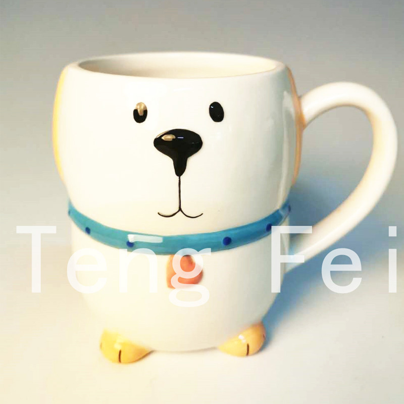 Lovely pink cat shaped ceramic coffee cup custom mug ceramic  drink water  milk holder mug for kid Christmas Coated Inner Color