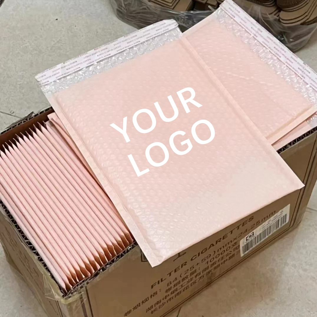 Shipping Packaging Bags Poly Bubble Mailers Envelopes Low Moq Custom Logo Pink Shipping Bags for Clothing Women's Underwear