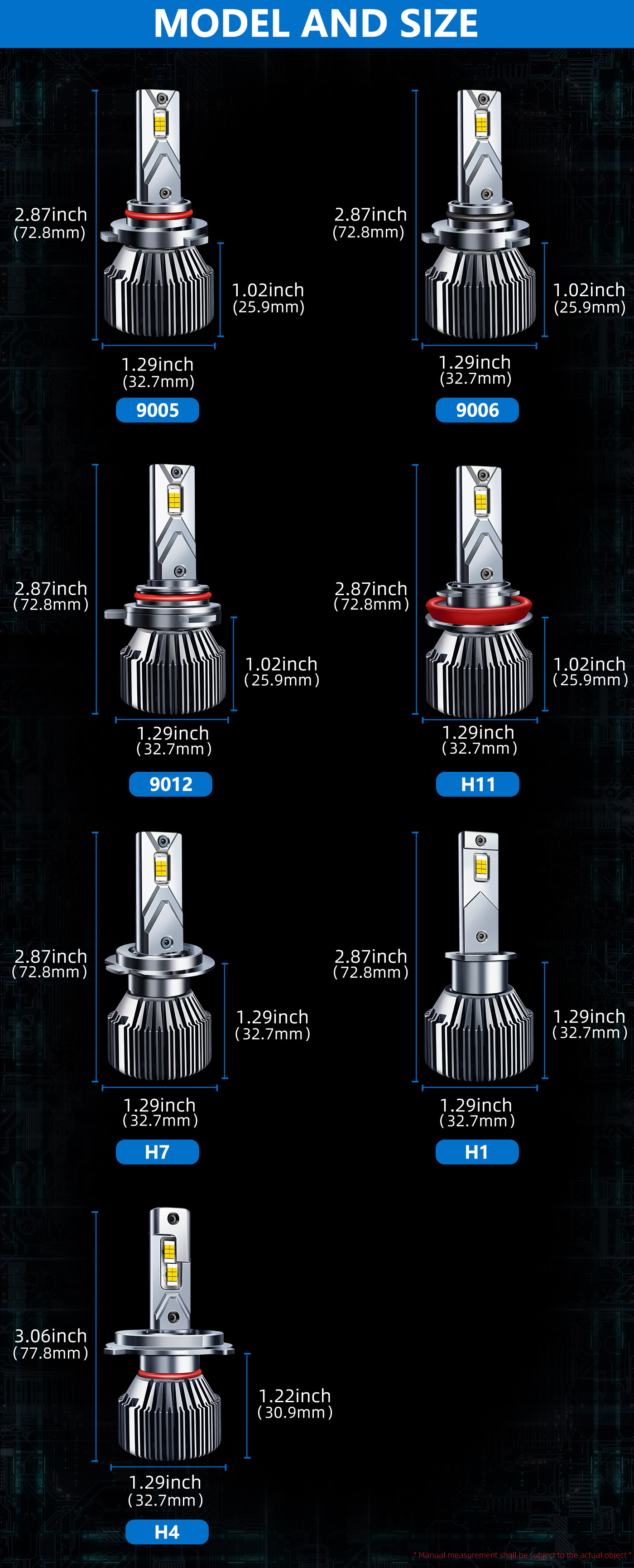 Sale H1 H7 H8 H9 9005 9006 9012 automotive led headlight custom led headlight h11 h4 led headlight car