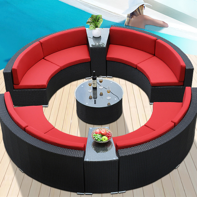 Best Selling rattan round day bed pe sun wicker furniture outdoor lying tent daybed