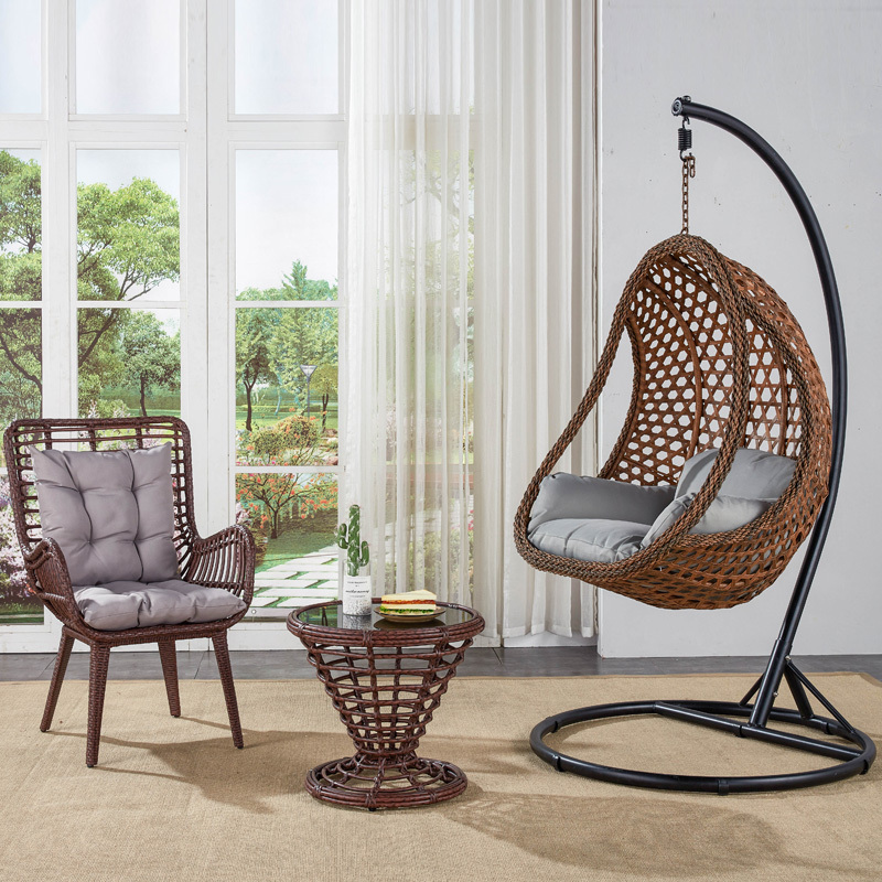 Custom Size double seat egg chair swing with cushion garden hanging basket Rattan Hanging Chair