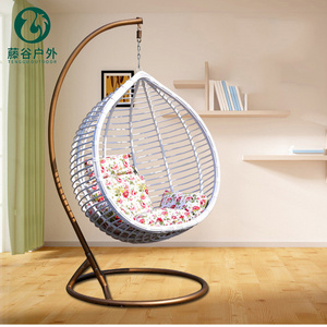 Factory Price hanging chair with canopy outdoor  patio swing pe wicker Swing Chair Outdoor Furniture