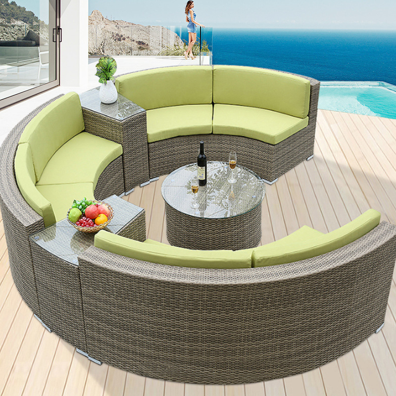 Best Selling rattan round day bed pe sun wicker furniture outdoor lying tent daybed