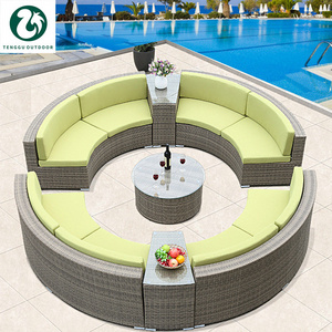 Best Selling rattan round day bed pe sun wicker furniture outdoor lying tent daybed