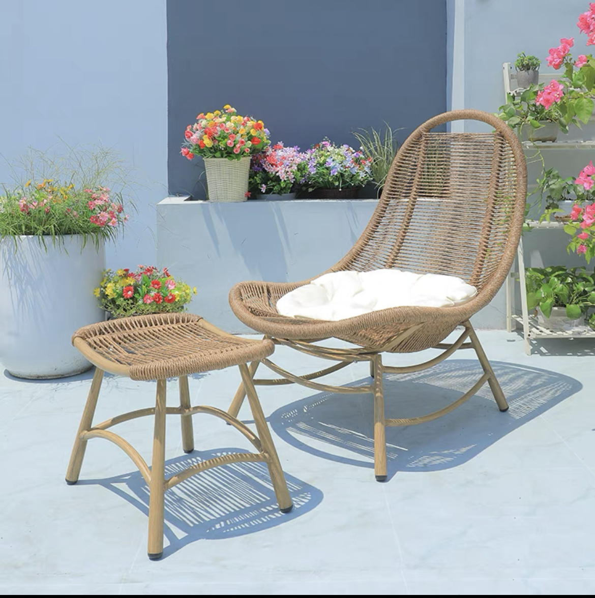 Patio Wicker Rattan Rocking Chair with Pillow Beach Bar Patio Popular ...