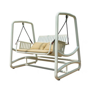 Patio Aluminum Three Person Canopy Swing Chair Hammock Seat Cushioned Comfortable Seats Garden Swing