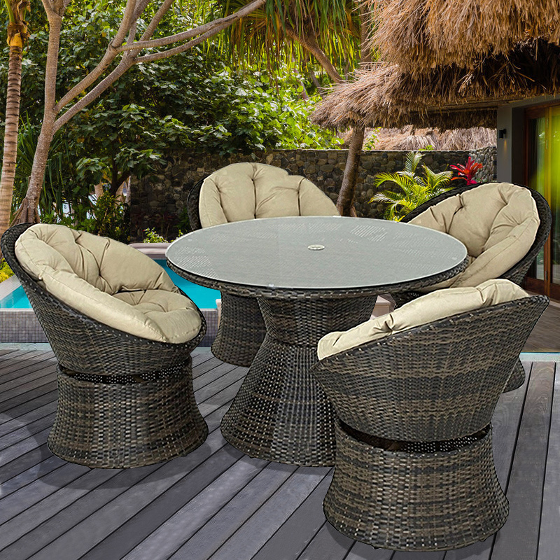 rattan patio furniture chair Wicker Dining Sets Set Outdoor Waterproof Cushion Pe Rattan Table garden sofa