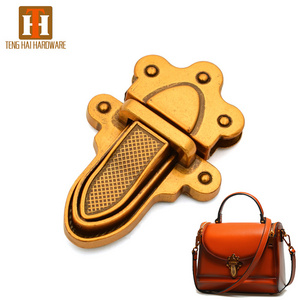 Custom briefcase hardware lock antique gold metal twist turn lock for bag