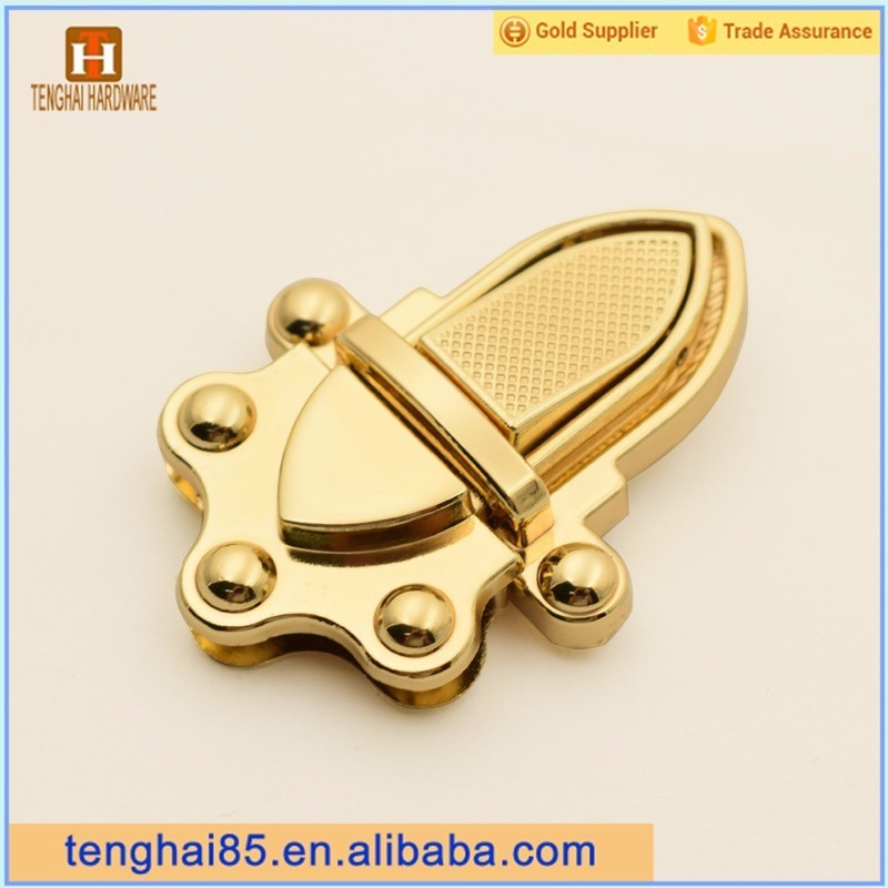 Custom briefcase hardware lock antique gold metal twist turn lock for bag