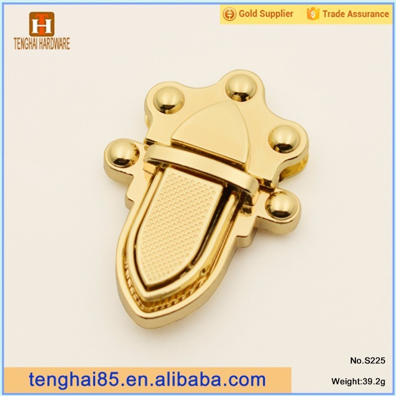 Custom briefcase hardware lock antique gold metal twist turn lock for bag