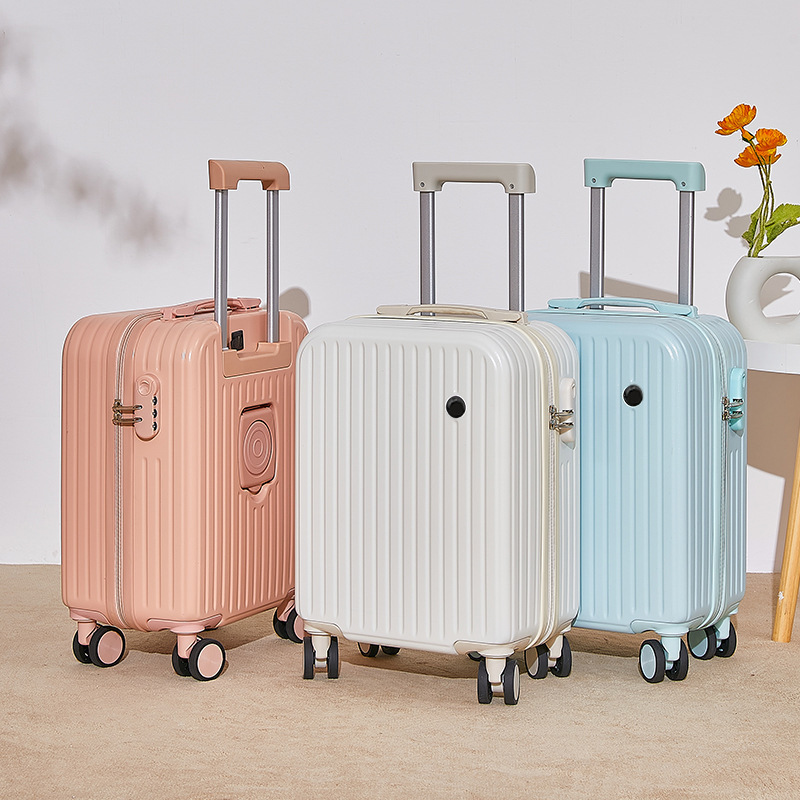 18-inch portable suitcase mini cabin boarding luggage with cup holder and USB charging port trolley case children's suitcase