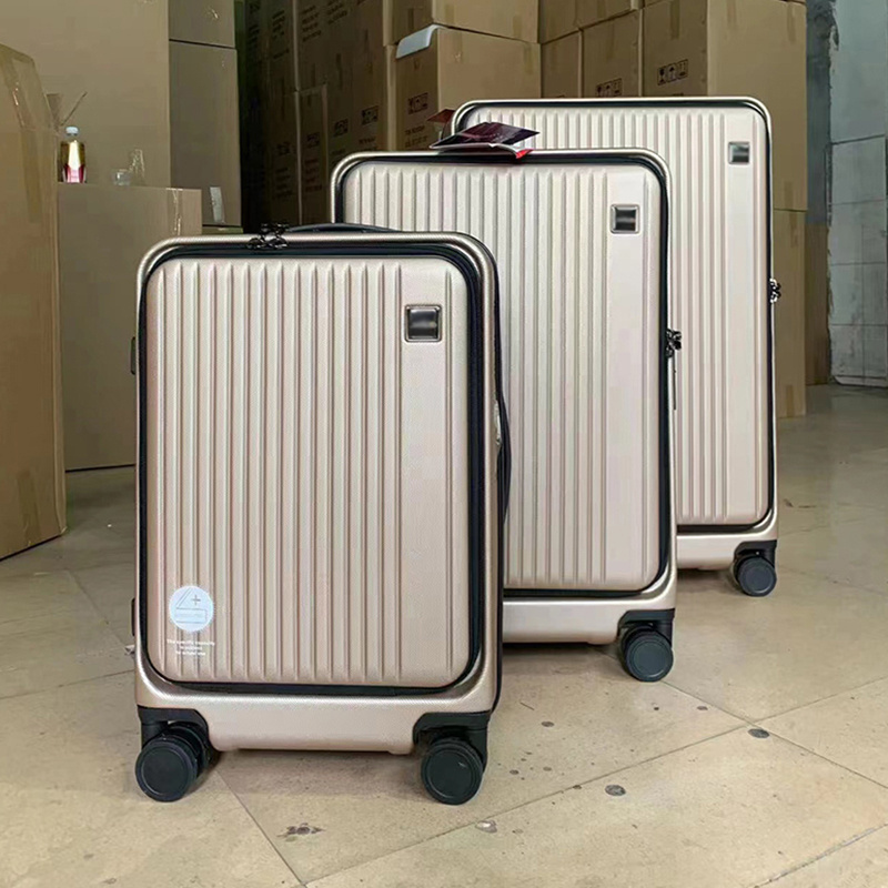 Vertical pattern style suitcase with Expansion layer Double Zipper TSA lock Large capacity 20/24/28 3 pieces luggage sets