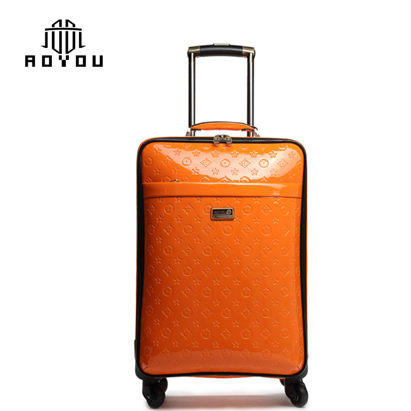 NEW design 2021 PU leather woman luggage sets 20/24/28 sizes leather luggage 8 wheel spinner trolley case Travel luggage sets