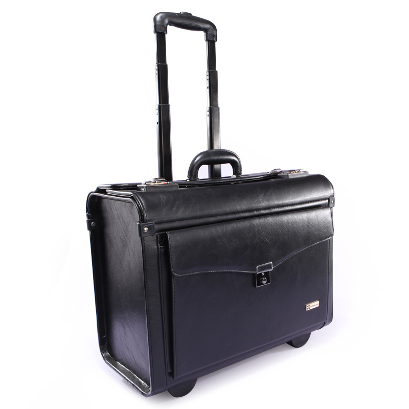 2023 High quality Hot-selling pu customized mans leather Pilot luggage Airline boarding case Trolley case