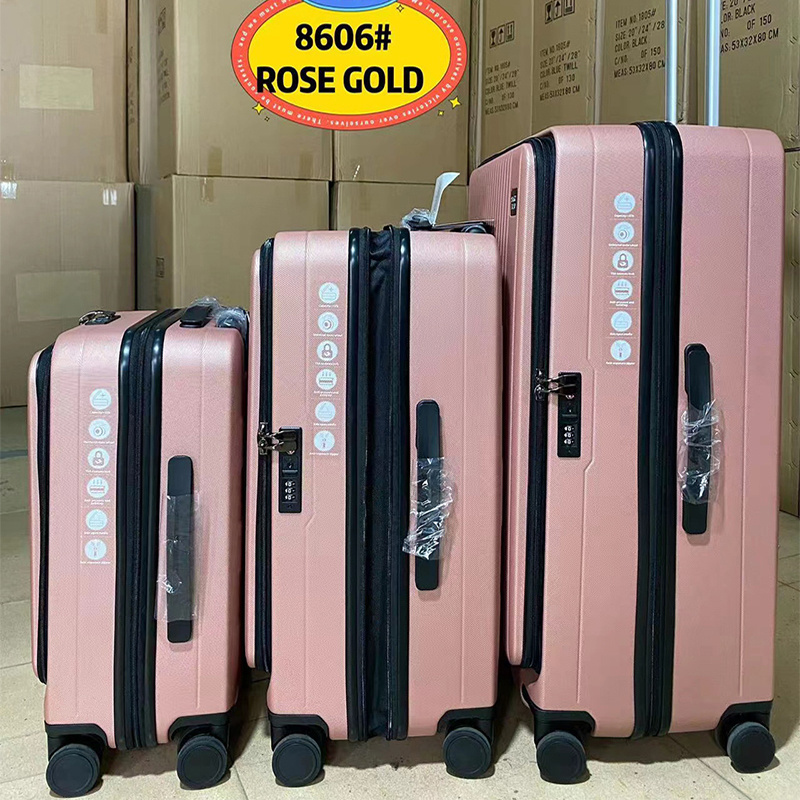 Vertical pattern style suitcase with Expansion layer Double Zipper TSA lock Large capacity 20/24/28 3 pieces luggage sets