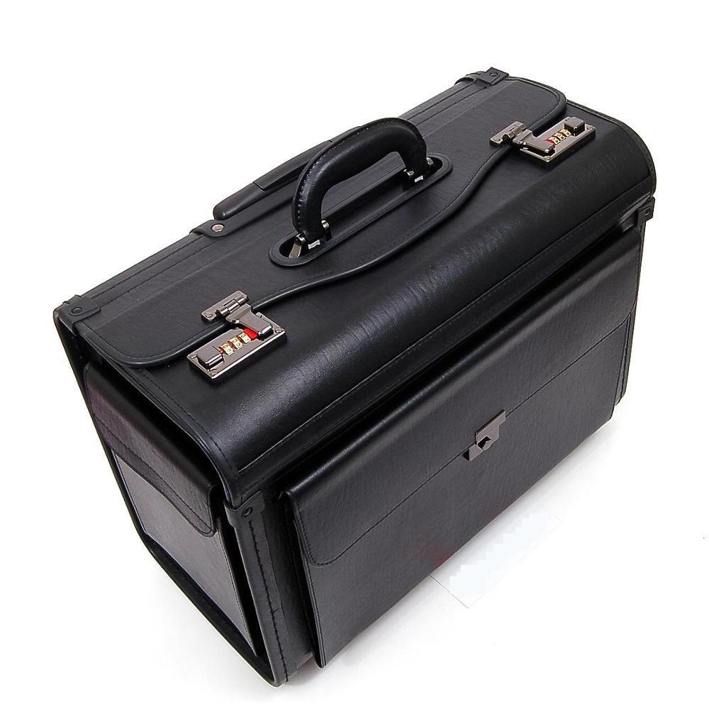 2023 High quality Hot-selling pu customized mans leather Pilot luggage Airline boarding case Trolley case