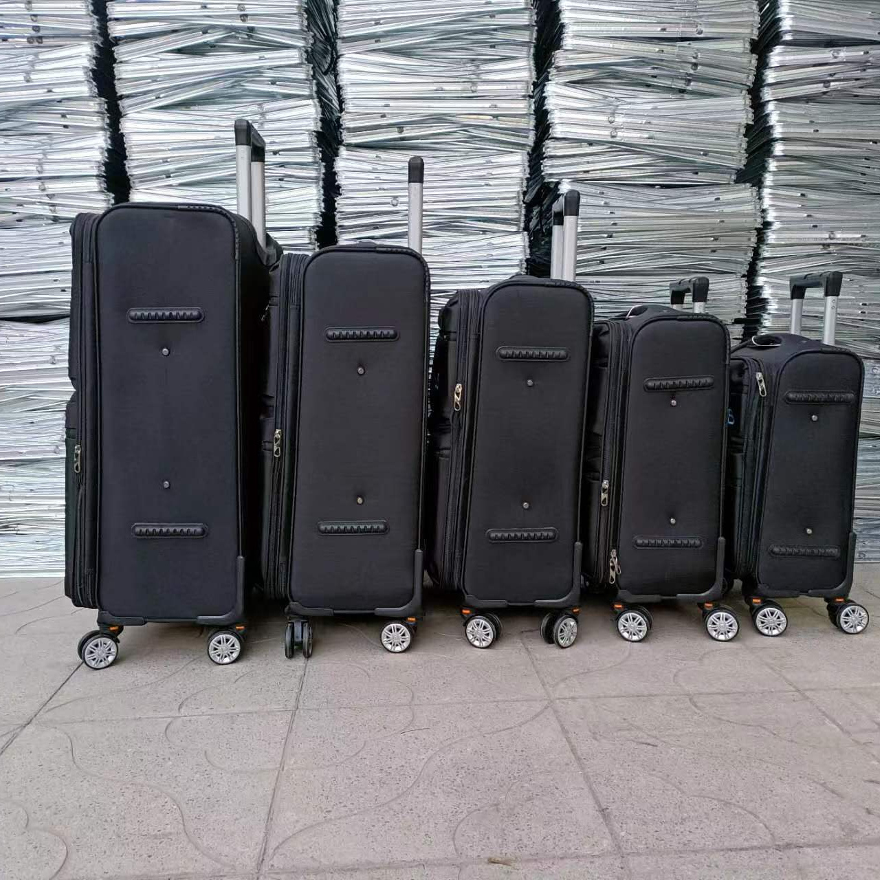 5pcs luggage set Wholesale New arrival good quality waterproof 600D Nylon and polyester soft luggage with removable wheel