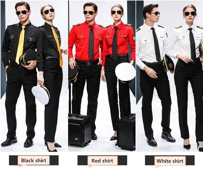 Airline Flight Attendant Stewardess Pilot Long Sleeve Shirt Uniforms