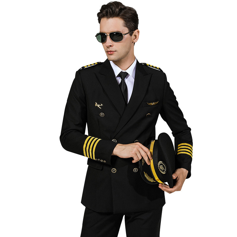 Factory Price Classical Standard Custom Airline Pilot Uniform Sets Captain Costume Airline Pilot Uniform Sui