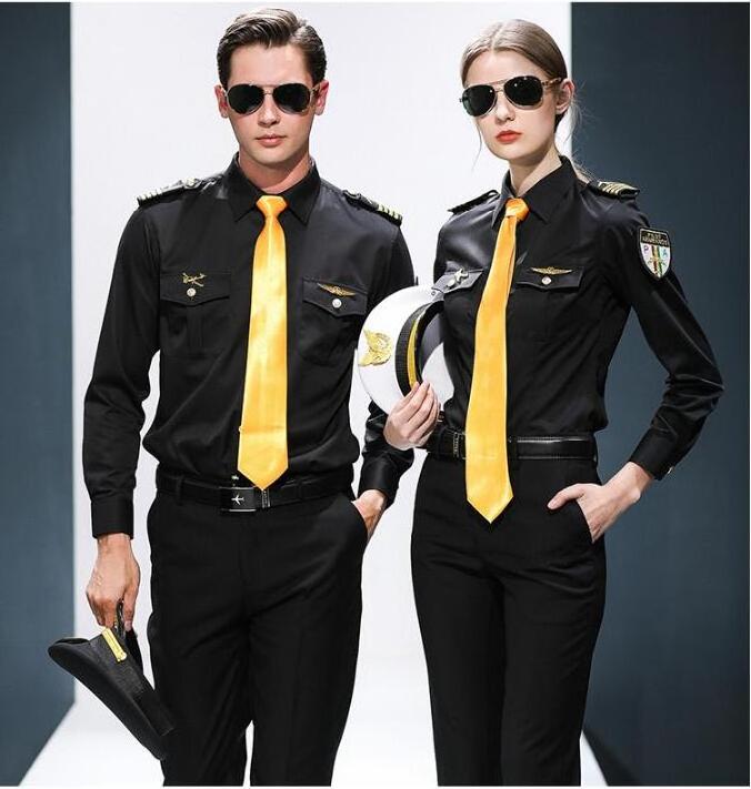 Airline Flight Attendant Stewardess Pilot Long Sleeve Shirt Uniforms