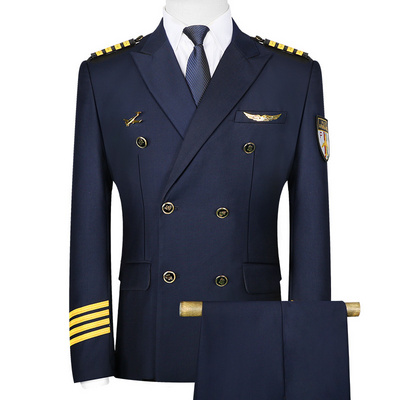 Factory Price Classical Standard Custom Airline Pilot Uniform Sets Captain Costume Airline Pilot Uniform Sui