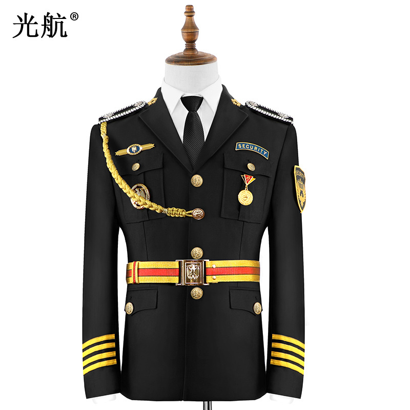 New Black Officer Security Jacket Security Guard Uniforms With Belt