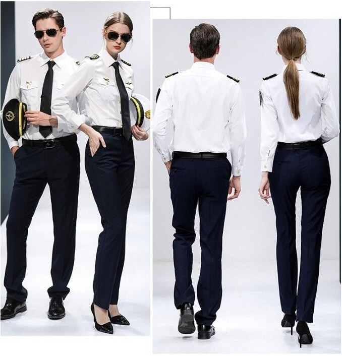 Airline Flight Attendant Stewardess Pilot Long Sleeve Shirt Uniforms