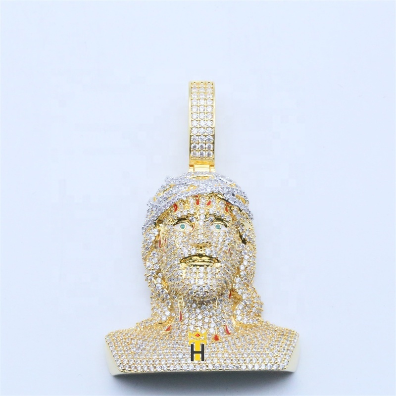 Luxury diamond 925 sterling silver pendant full paved cz diamond pendant hiphop religious jesus pendant