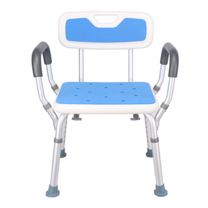 Elderly Health care products 300lbs Heavy Duty Welding Aluminum Frame Shower Chair With Back & EVA Arms