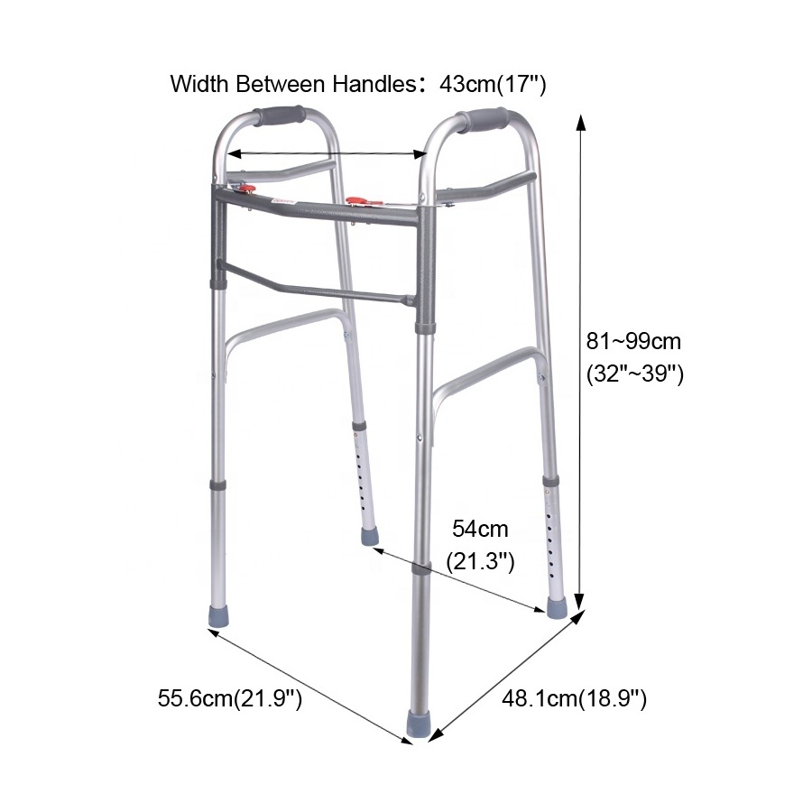 Adjustable Aluminum Walking Frame Standing Up Portable Rollator Walker For Adults Walking Aids For Disabled