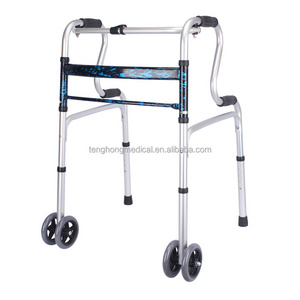 Heavy-duty adults aluminum walker 4 legs wheel elderly assists walking foldable walker