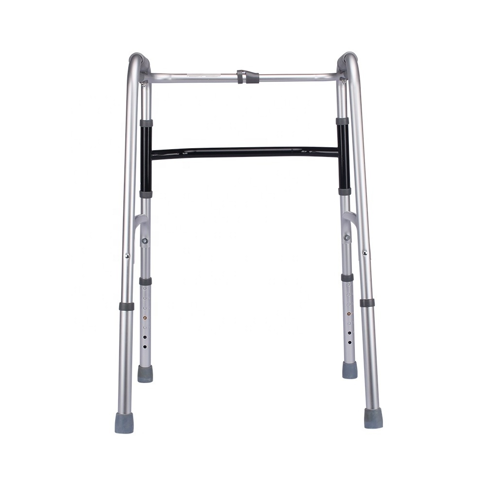 Deluxe One Button Folding Walker Adult Compact Elderly Handicap Medical Walking Aid Two-Button Medical Walkers Without Wheels