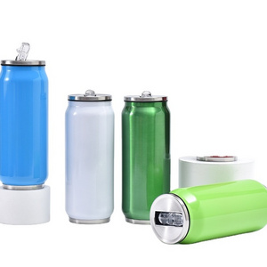 Stainless Steel Soda Cans 500ml Vacuum Insulated Cola Can Travel Water Bottle With Straw And Lid