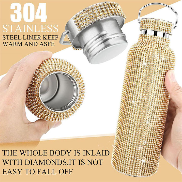 Rhinestone Tumbler insulated water bottle Diamond water bottle Bling Rhinestone stainless steel thermo water bottle