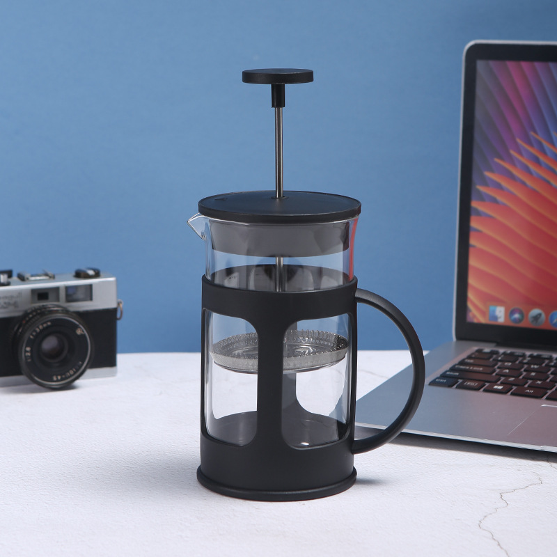 Hot Selling Portable Travel French Press Coffee Maker Glass French Press With BPA Free Plastic Flame