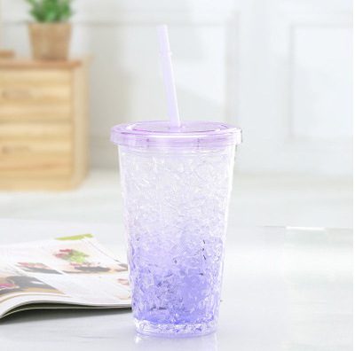 Wholesale Mug leak proof plastic straw reusable water bottle plastic glass ice cup with cover fashion