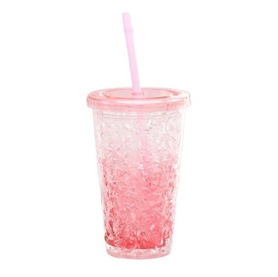 Wholesale Mug leak proof plastic straw reusable water bottle plastic glass ice cup with cover fashion