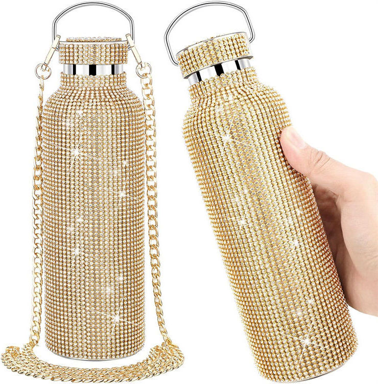 Rhinestone Tumbler insulated water bottle Diamond water bottle Bling Rhinestone stainless steel thermo water bottle