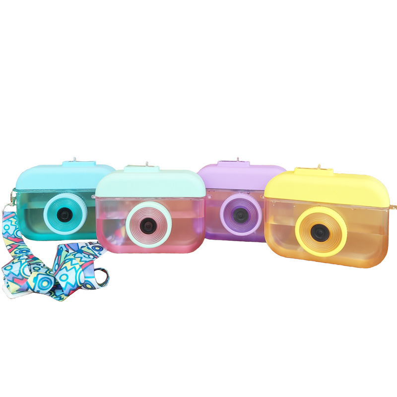 Cute girl  water cup female student children's portable Korean style camera shape water bottle with strap