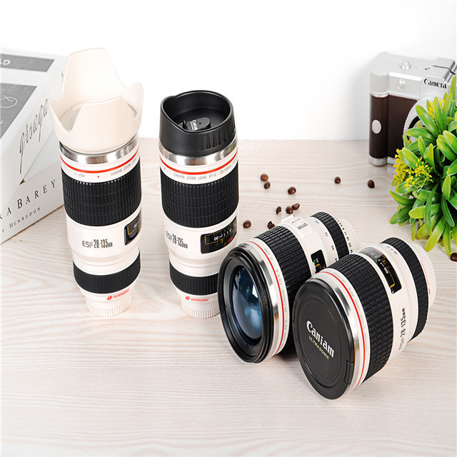 High Quality Camera Lens Coffee Mug Stainless Steel Self Stirring Cup Mug for Morning Office Coffee Travelling