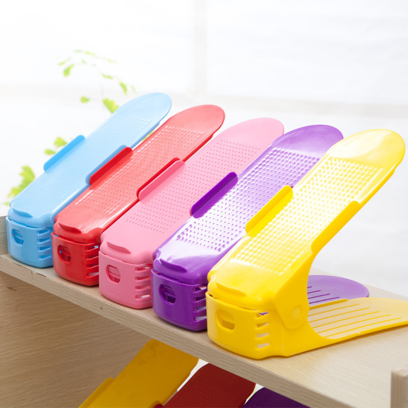 Plastic Adjustable Shoes Organizer Space Saver Adjustable Double Shoe Rack