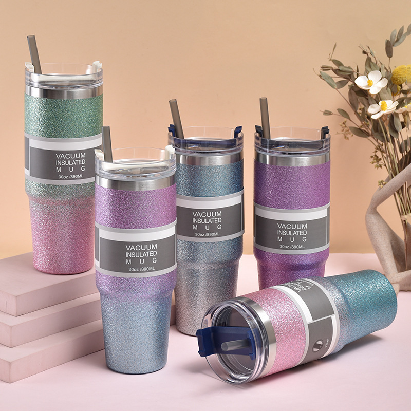 2024 New Arrivals Diamond Paint Bling 20 oz 30 oz Stainless Steel Travel Mug Tumbler with Straw and Handle