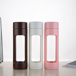 Eco Borosilicate Double Wall Tea Infuser Custom Glass Water Bottle