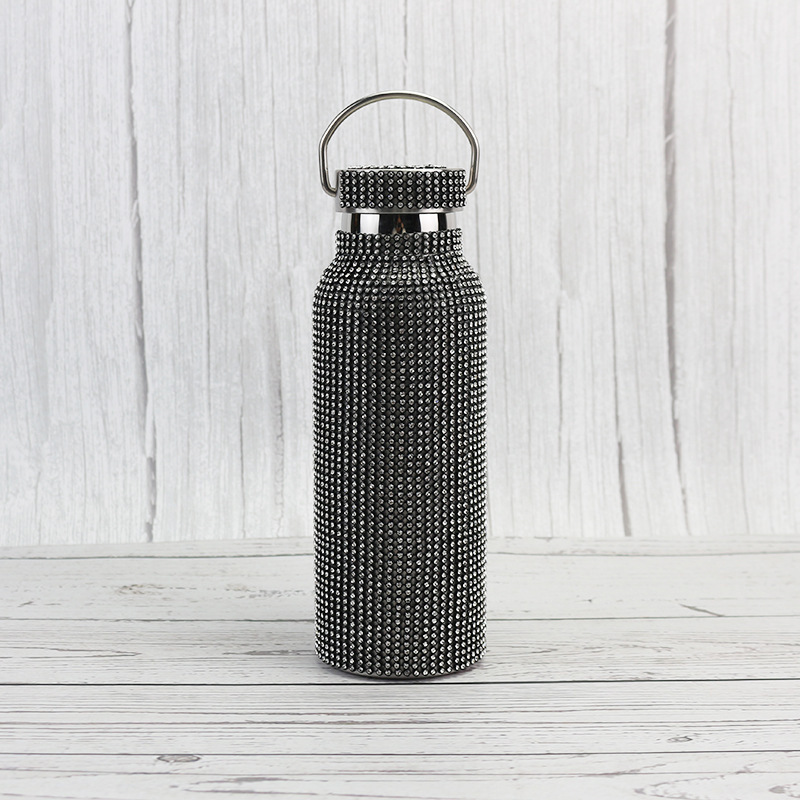 High-Grade Stainless Steel diamond tumbler Rhinestone Vacuum Flask 750ml Leak-Proof Water Bottle