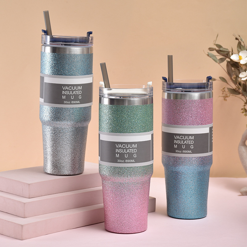 2024 New Arrivals Diamond Paint Bling 20 oz 30 oz Stainless Steel Travel Mug Tumbler with Straw and Handle